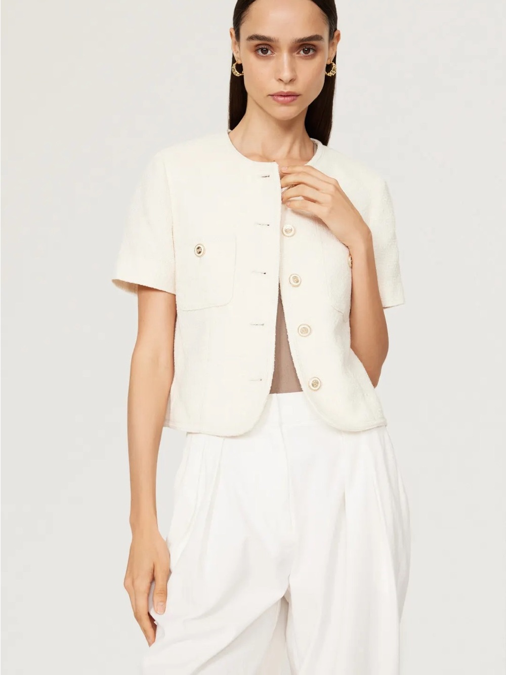 DUNST Short-Sleeve Tweed Jacket